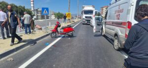 Çorum’un Osmancık ilçesinde kamyonet ile, motosikletin karıştığı kazada ağır yaralanan
