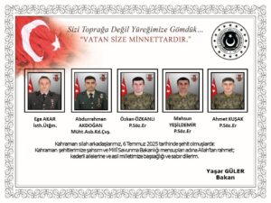 MSB açıkladı: Metan gazından zehirlenen 5 asker şehit oldu