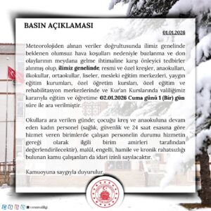 Çorum'da 2 Ocak’ta okullar tatil edildi!