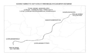 Amasya, Çorum ve Samsun illerini kapsayan hızlı tren projesi kapsamında