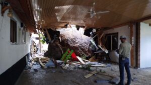 düşen kayalar ev ve iş yerinde hasar oluşturdu