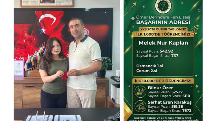 Osmancık’ta YKS Gururu: Ömer Derindere Fen Lisesi Başarılarıyla Göz Doldurdu