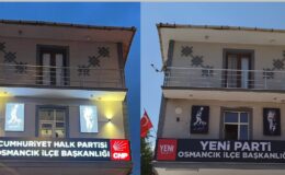 Osmancık’ta CHP Tabelası İndi, YENİ Parti Tabelası Asıldı