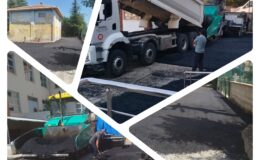 İMKB Mesleki ve Anadolu Lisesi Bahçesine Sıcak Asfalt Serimi