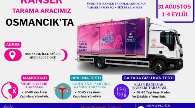 Osmancık’ta Ücretsiz Kanser Taraması Yapılacak
