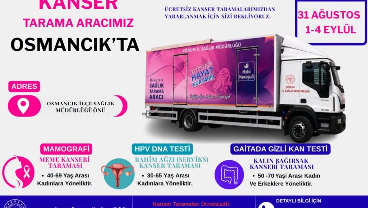 Osmancık’ta Ücretsiz Kanser Taraması Yapılacak