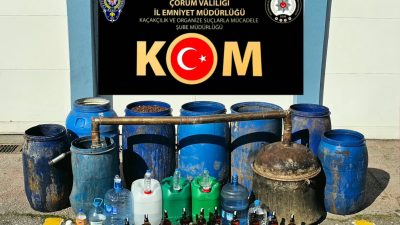 Çorum’da kaçak ve el yapımı alkollü içki üretimi ve satışına